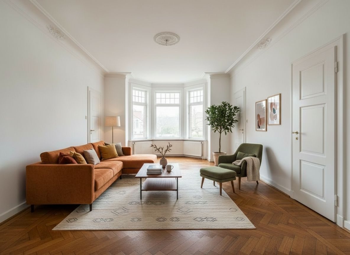 Dasselbe leere Wohnzimmer — drei Stile — Modern