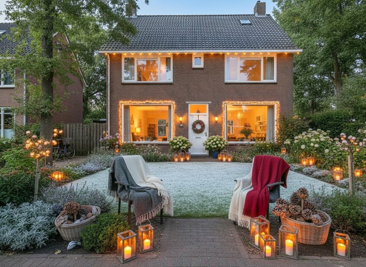 Dasselbe Objekt in stimmungsvoller Winterstimmung mit Beleuchtung (echtes Ergebnis des Werkzeugs)