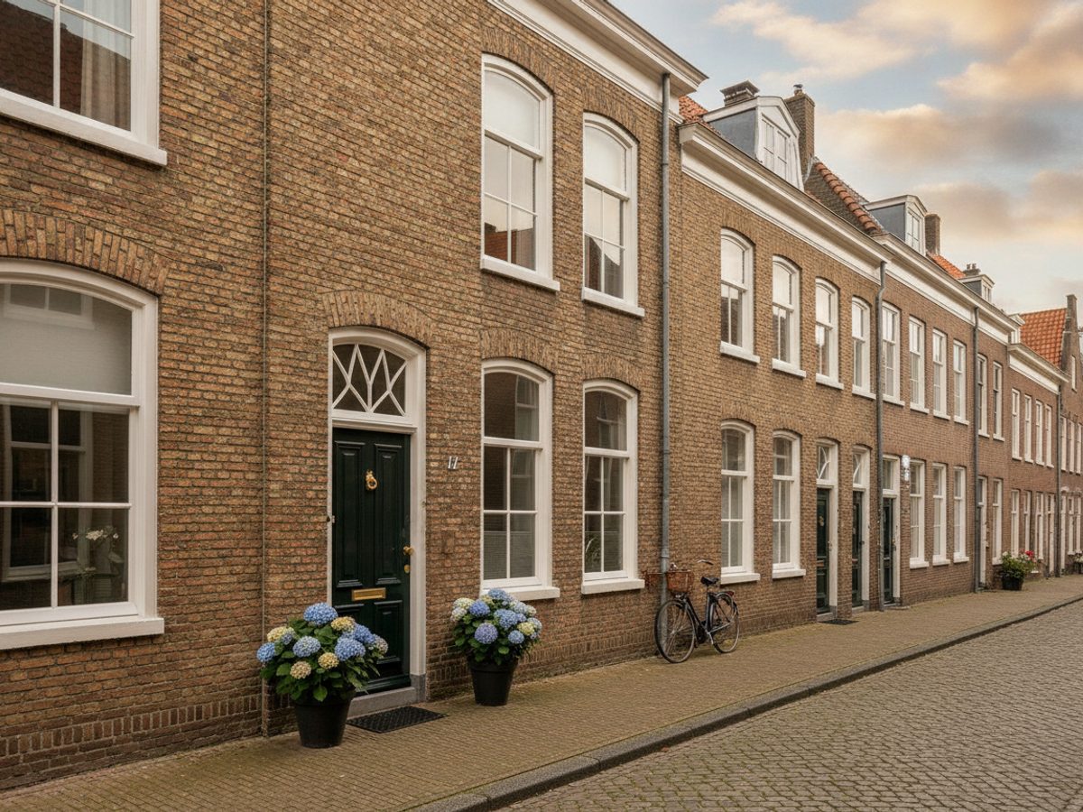 Virtual staging Groningen — Vastgoedstudio Karakteristiek Gronings herenhuis met hoge ramen en klassieke voordeur — virtual staging Groningen