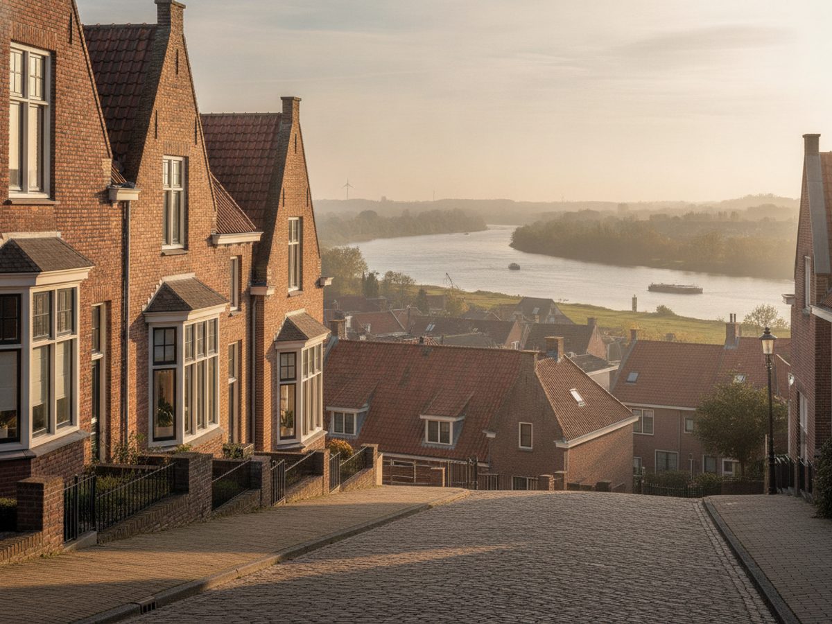 Virtual staging Nijmegen — Vastgoedstudio Vooroorlogse Nijmeegse woonhuizen op een straat met hoogteverschil — virtual staging Nijmegen