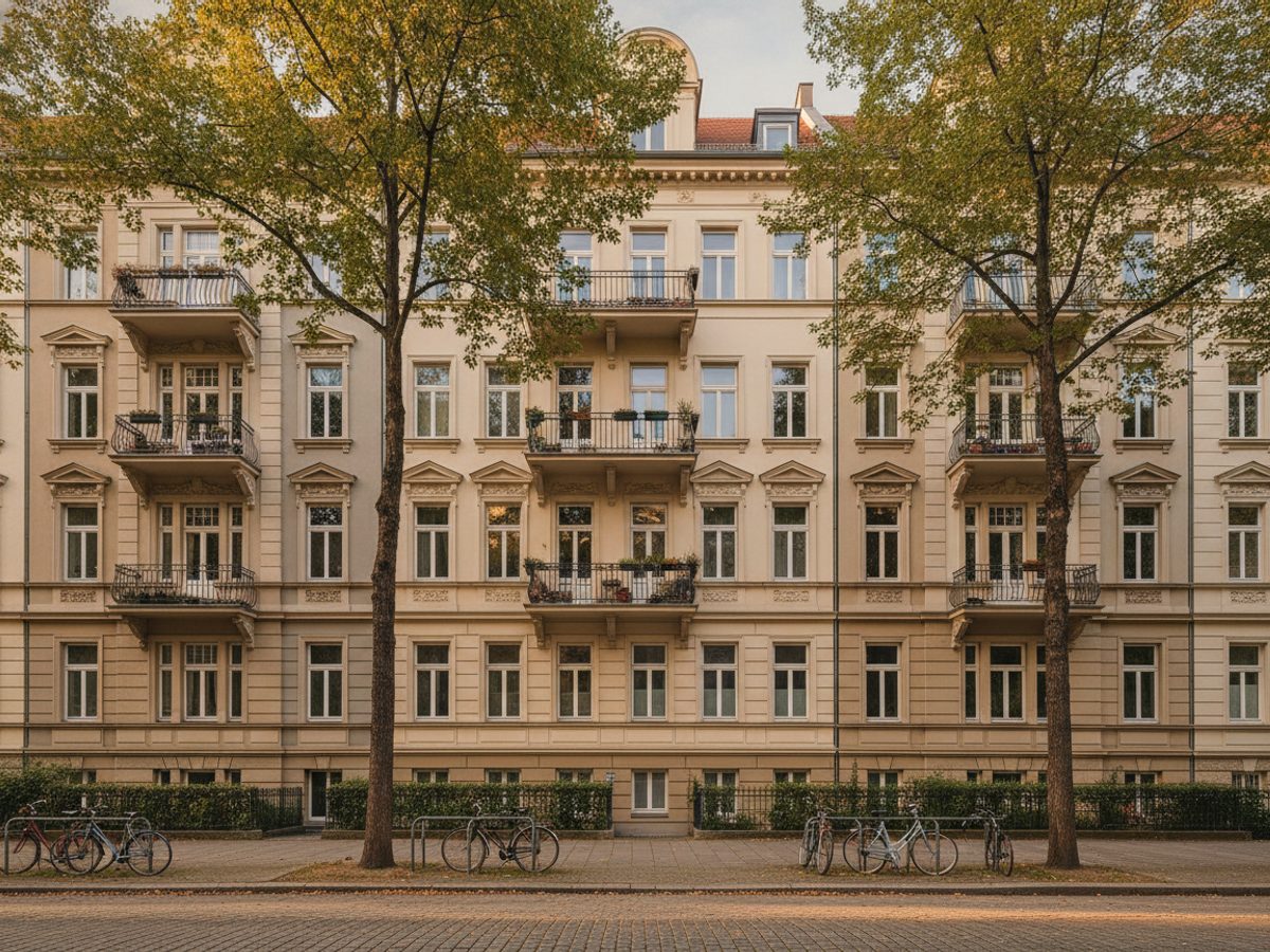 Berliner Gründerzeit-Altbauten mit Stuckfassaden an einer ruhigen Straße — virtuelles Home Staging Berlin