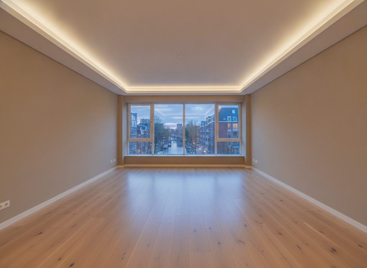 Stadtapartment mit Panoramafenster vor dem virtuellen Home Staging (Beispielraum)
