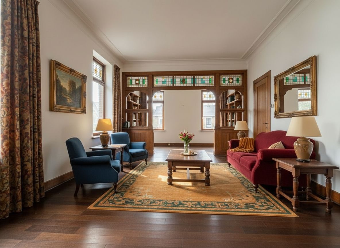 Wohnzimmer mit Flügeltüren, Baujahr 1930er — Baujahr 1930er