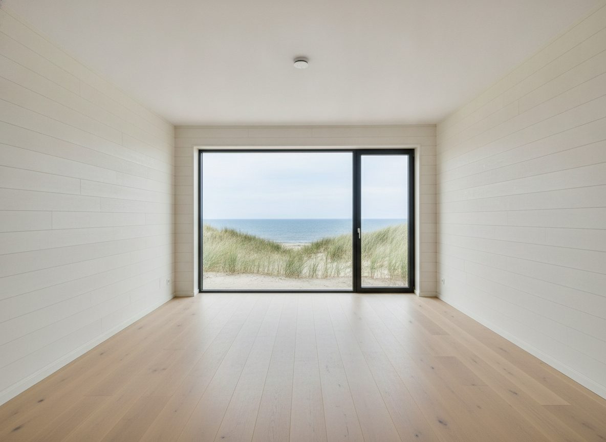 Strandhaus-Wohnraum vor dem virtuellen Home Staging (Beispielraum)