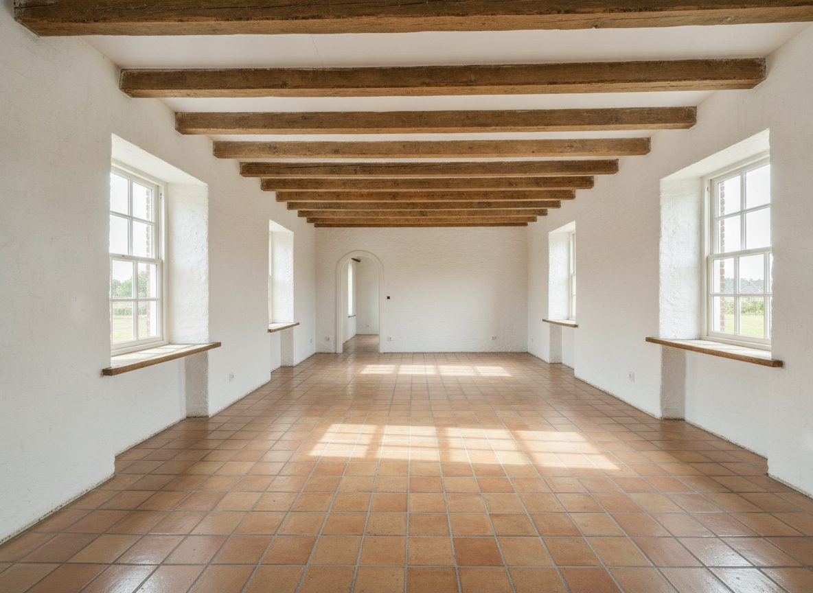 Bauernhaus-Wohnraum vor dem virtuellen Home Staging (Beispielraum)
