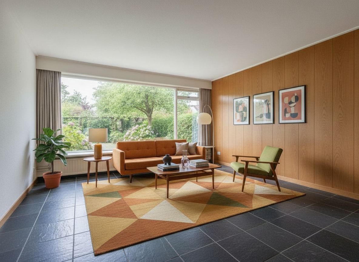 Bungalow-Wohnraum der 60er — Mid-Century