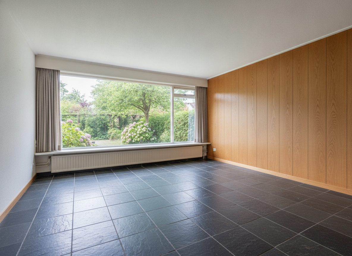 Bungalow-Wohnraum der 60er vor dem virtuellen Home Staging (Beispielraum)