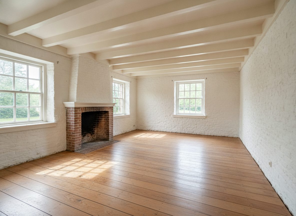Deichhaus-Wohnraum vor dem virtuellen Home Staging (Beispielraum)