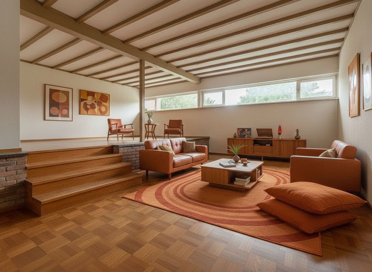 Split-Level-Wohnzimmer — Retro 70er