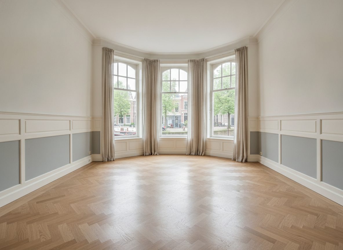 Lege eetkamer vóór het inrichten (demokamer)