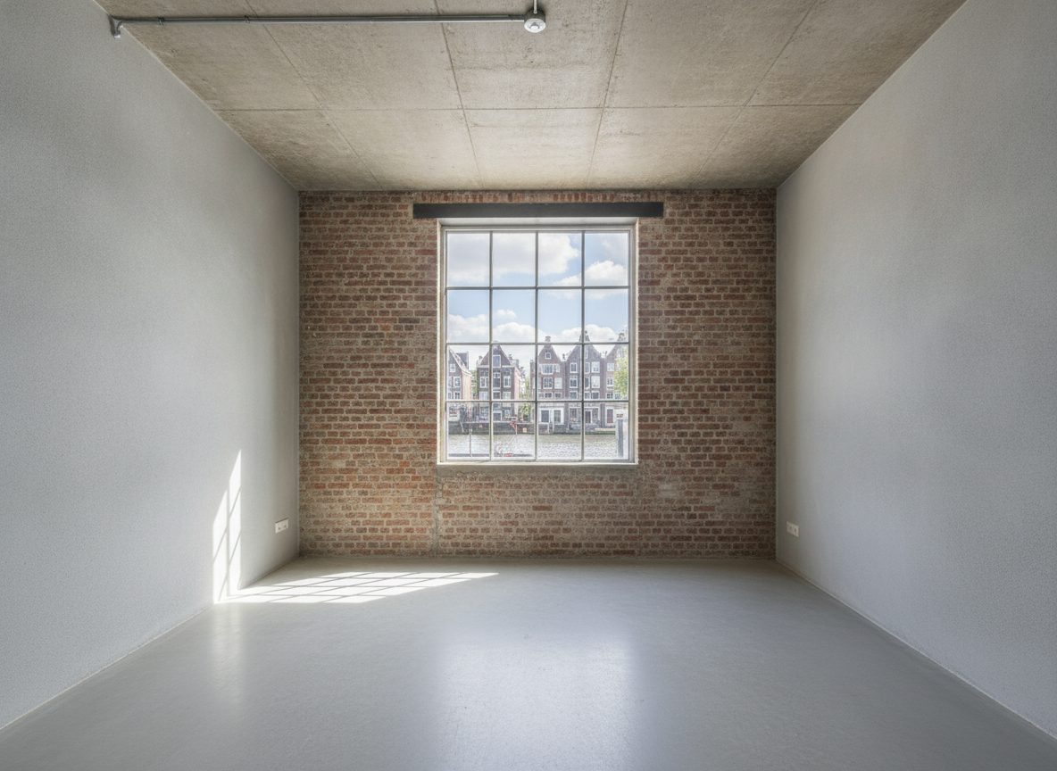 Lege slaapkamer vóór het inrichten (demokamer)