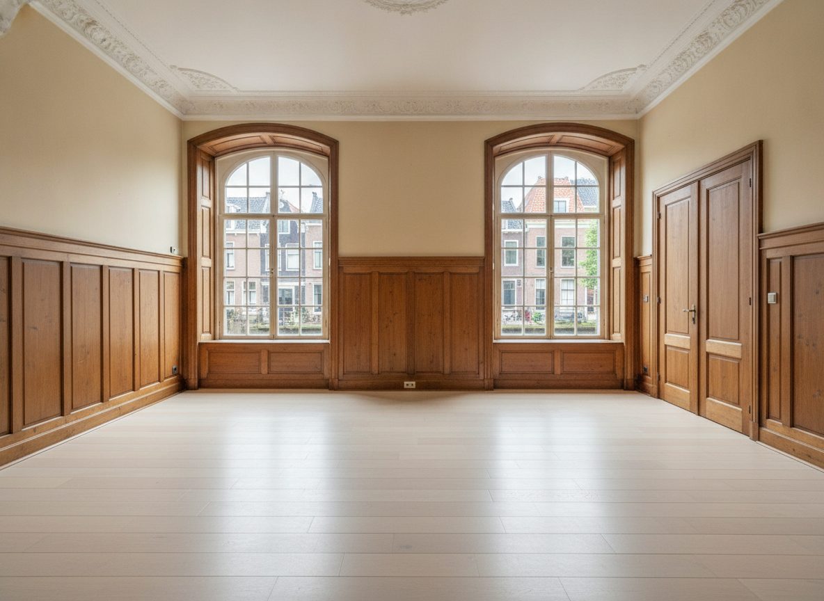 Lege eetkamer vóór het inrichten (demokamer)