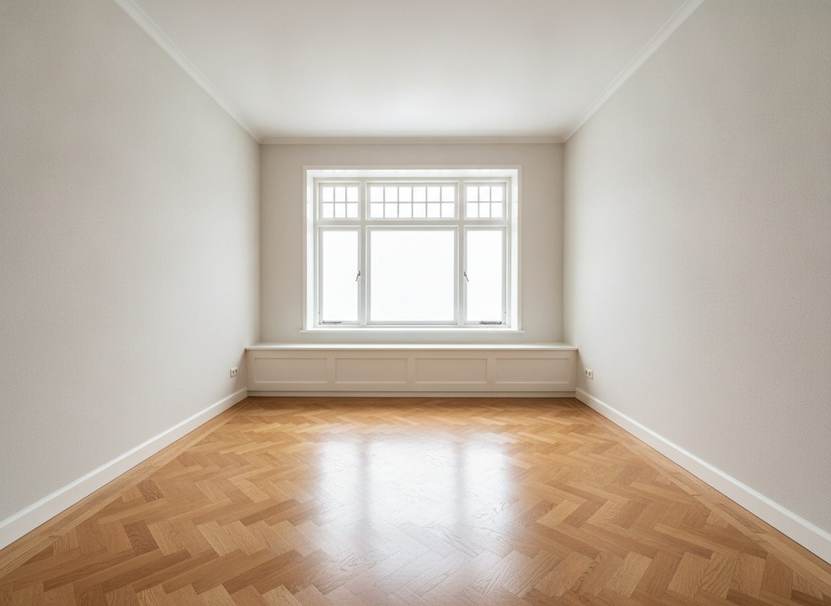 Lege werkkamer vóór het inrichten (demokamer)